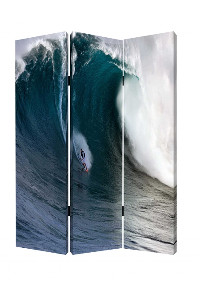 274862 48 x 72 in. Multi Color Wood Canvas Wave Screen