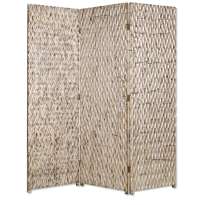 274900 63 x 72 in. Silver Wood 3 Panel Screen