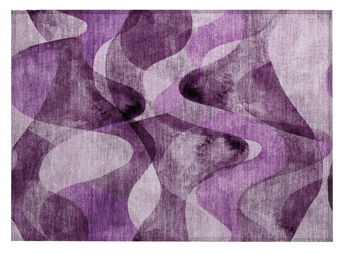 Purple Abstract Washable Area Rug - 2 x 3 ft. - Non-Skid Design