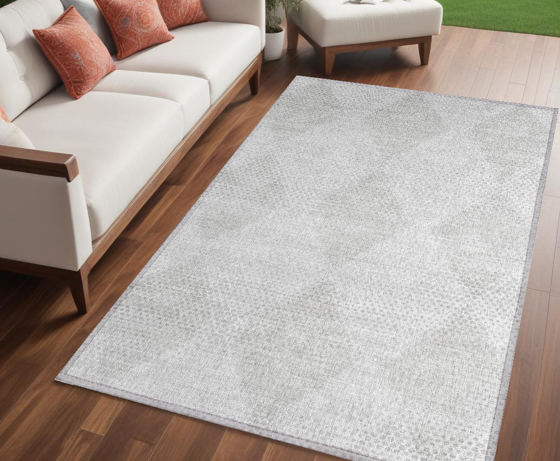 Ivory Geometric Washable Area Rug - 5 x 8 ft - Stain Resistant & Non-Skid