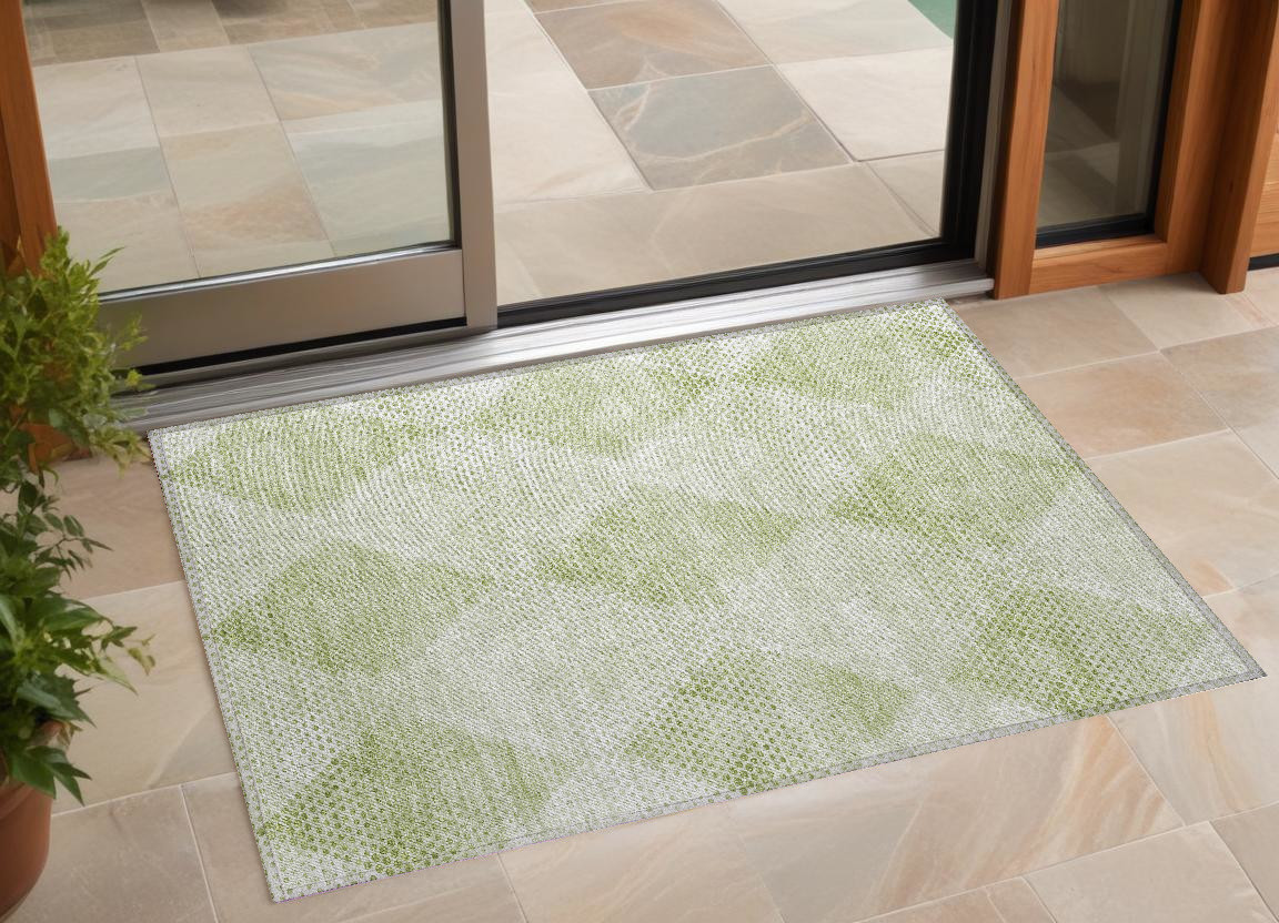 Mint Green Geometric Washable Area Rug - 2 x 3 ft - Stain Resistant