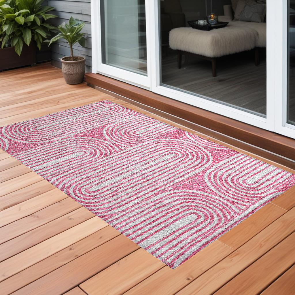 Blush Abstract Washable Non-Skid Area Rug - 2 x 3 ft. - Contemporary Design