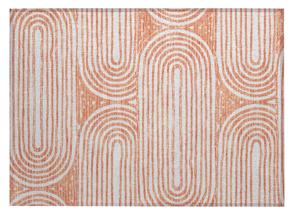 Salmon Abstract Washable Non-Skid Area Rug - 2 x 3 ft. - Stain Resistant