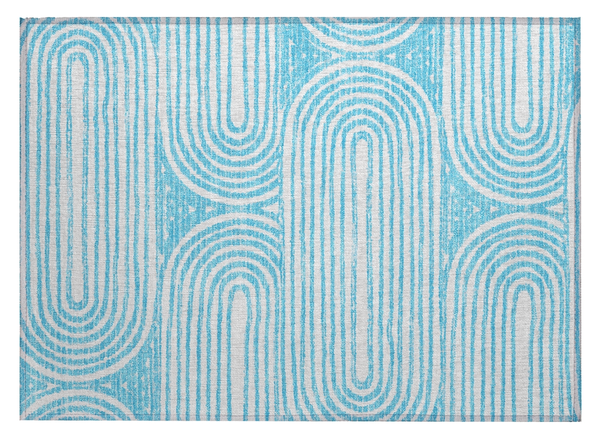 Teal Abstract Washable Non-Skid Area Rug - 2 x 3 ft - Stain Resistant