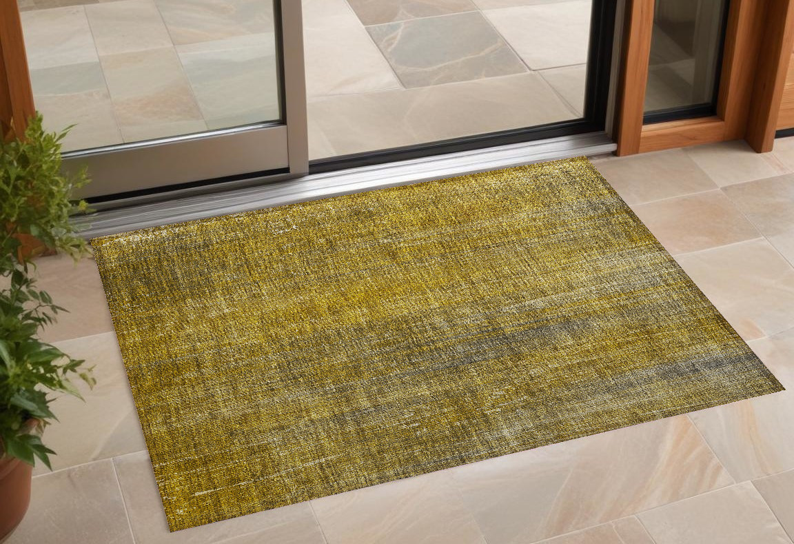 562581 3 x 5 ft. Chocolate Striped Washable Non Skid Indoor Outdoor Rectangle Machine Woven Area Rug