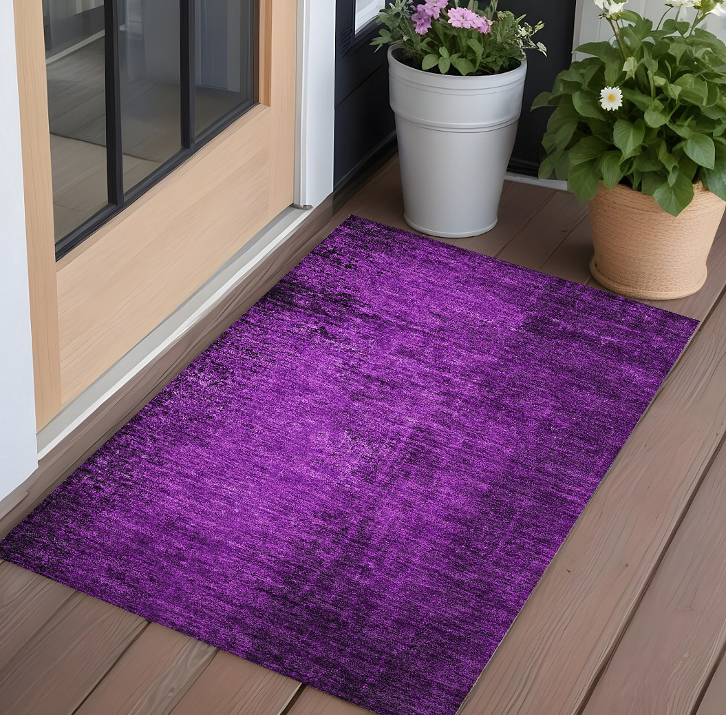 Purple Abstract Washable Area Rug - 2' x 3' - Non-Skid Design