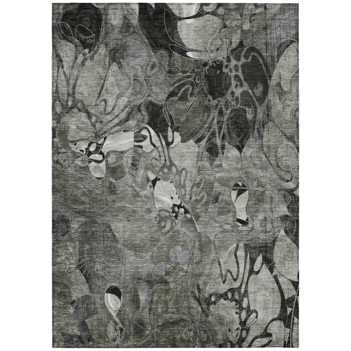 Floral Gray Area Rug - 3 x 5 ft - Washable & Stain Resistant
