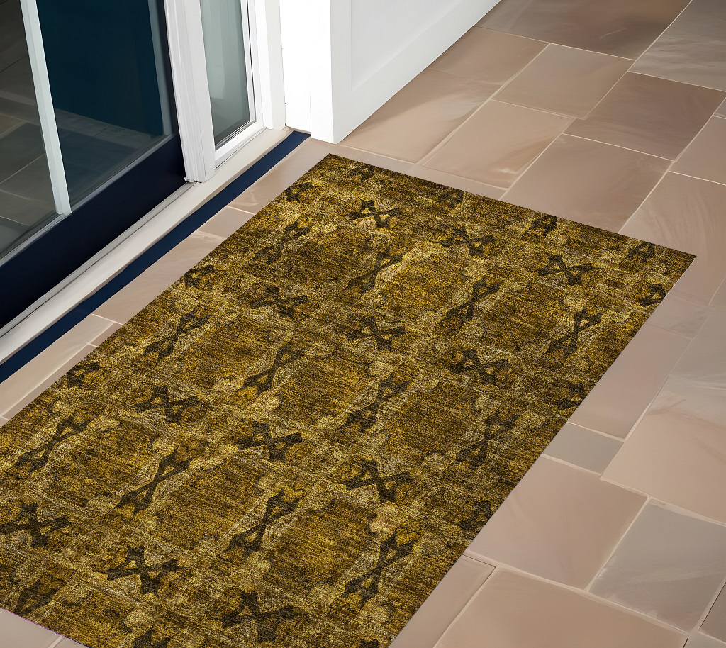 Chocolate Floral Medallion Area Rug - 2 x 3 ft. - Washable & Non-Skid
