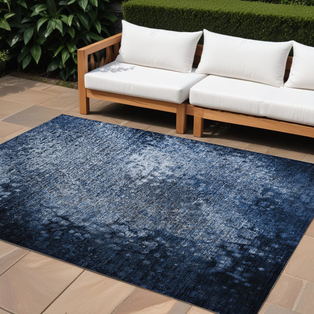 563500 9 x 12 ft. Blue Washable Non Skid Indoor Outdoor Rectangle Machine Woven Area Rug