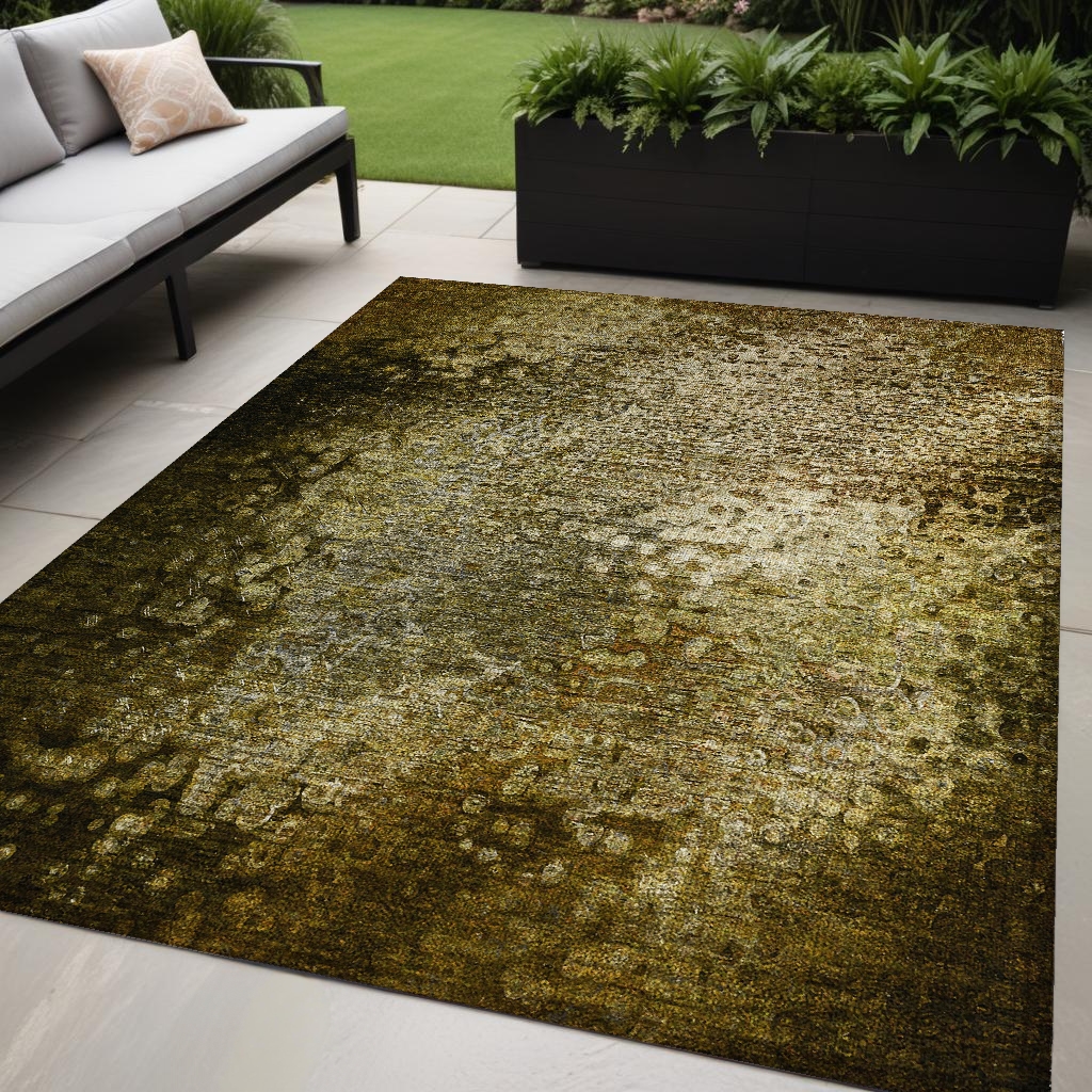 Brown Washable Non-Skid Area Rug - 5 x 8 ft. - Stain Resistant & UV Protected
