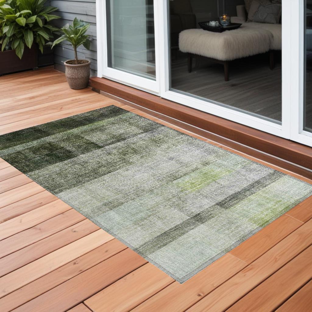 Olive Green Ombre Area Rug - 3 x 5 ft - Washable & Non-Skid