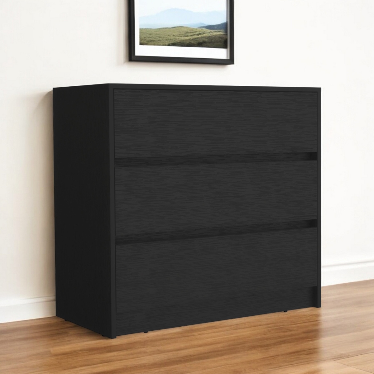 544038 34 in. Black Three Drawer Dresser