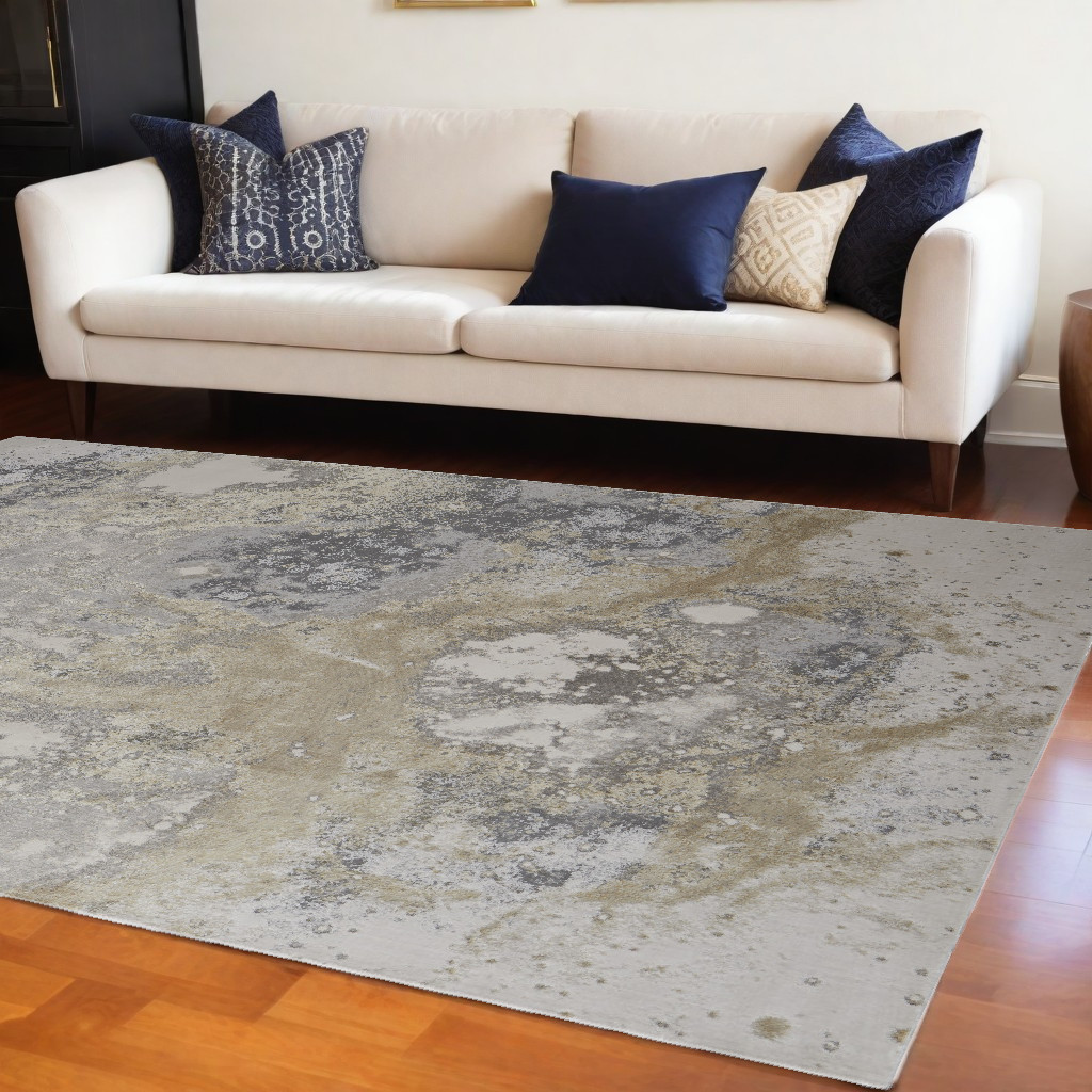 512859 12 x 15 ft. Gray & Ivory Abstract Power Loomed Rectangle Area Rug