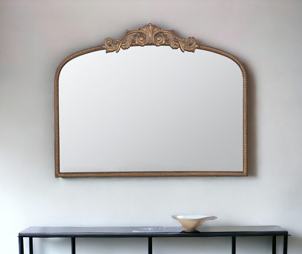 485050 31 in. Gold Arch Iron Framed Accent Mirror