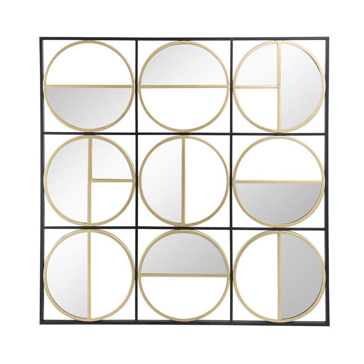 485109 36 in. Black & Gold Square Iron Framed Accent Mirror