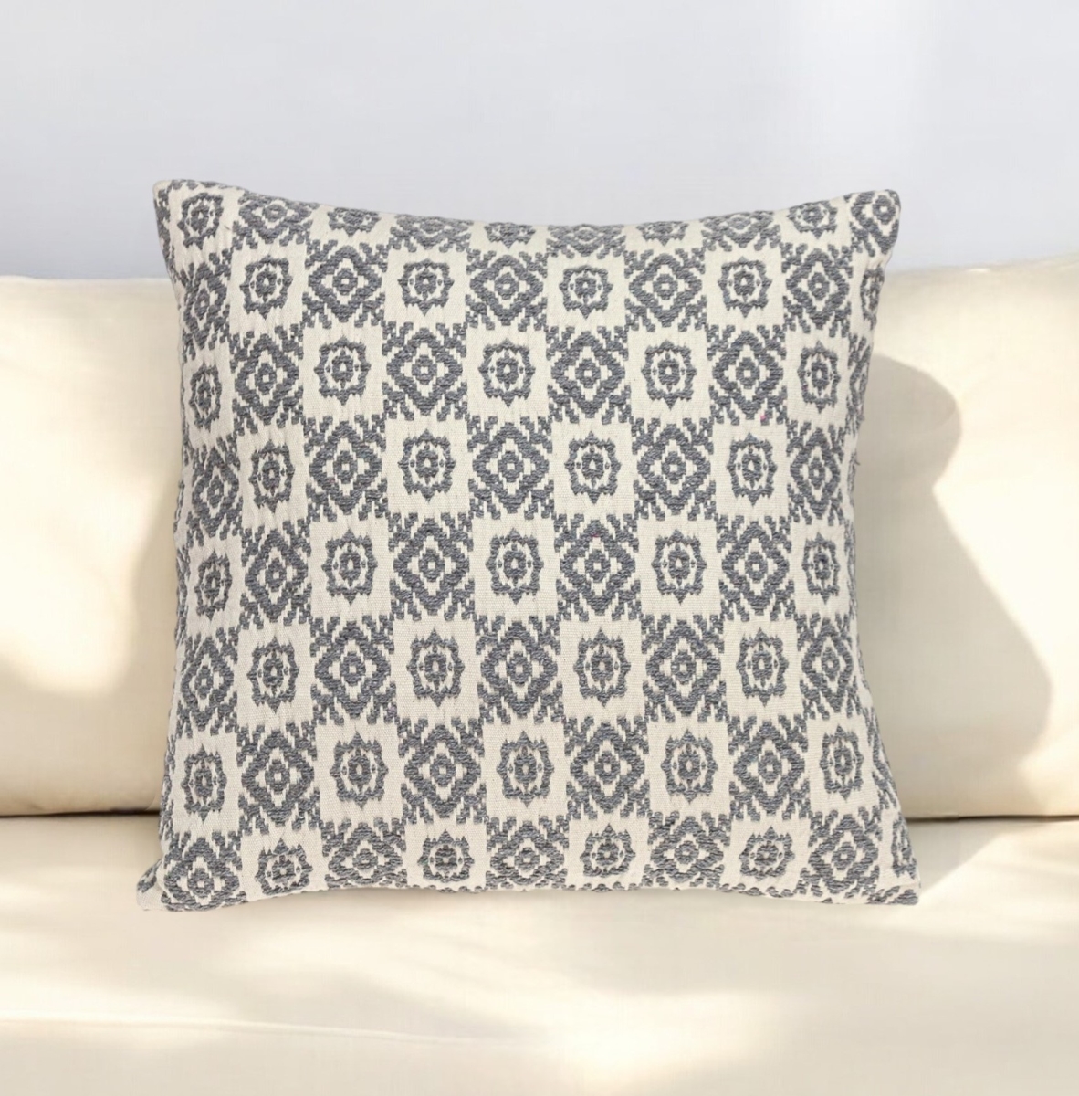 383098 Neutral Grey Mosaic Throw Pillow