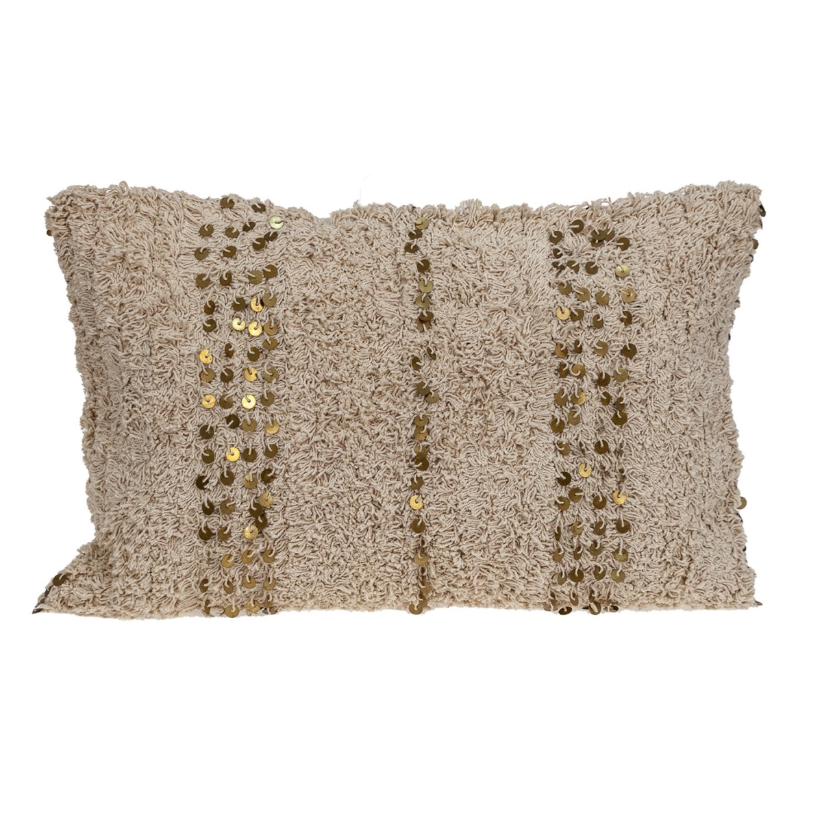 383144 Boho Woven Shaggy Sequin Lumbar Pillow