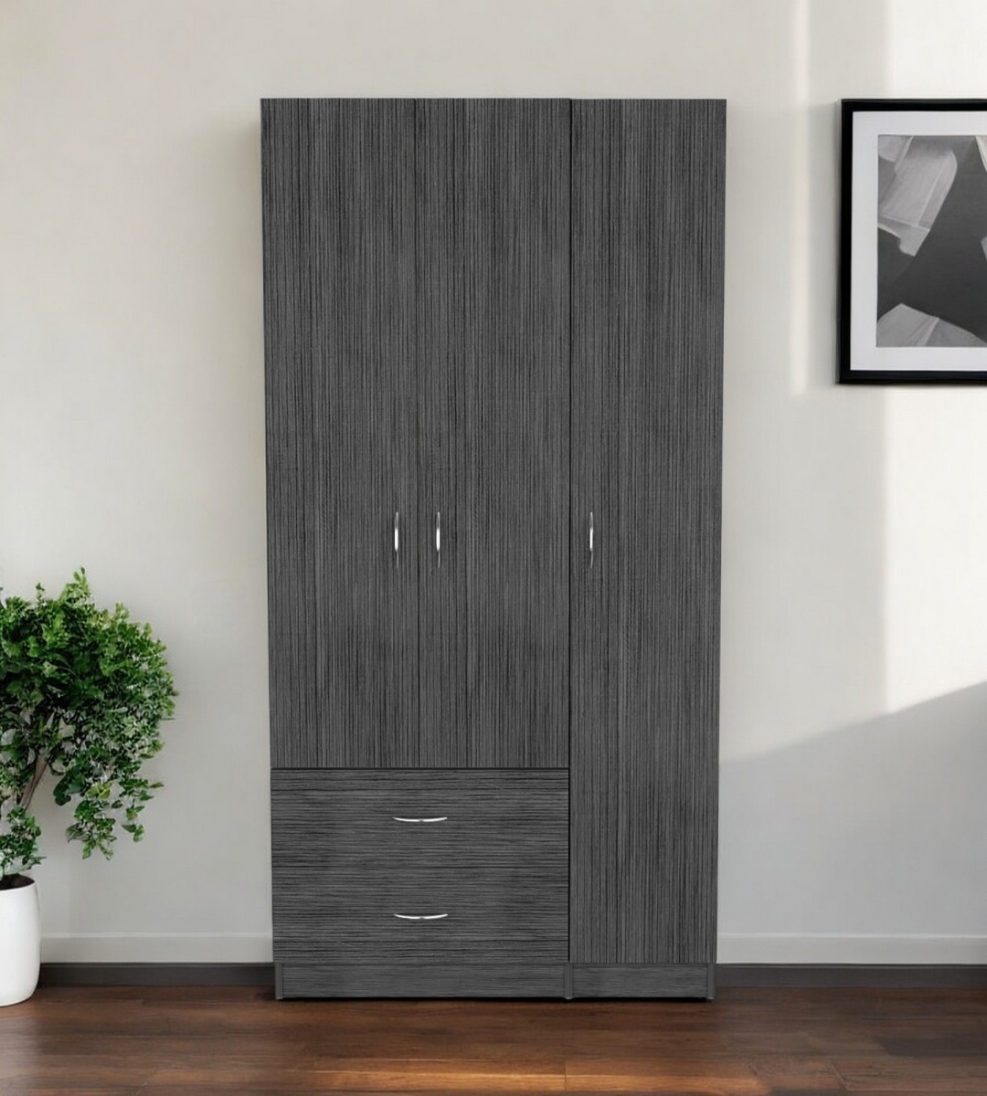 534934 35 in. Dark Gray Two Drawer Combo Dresser