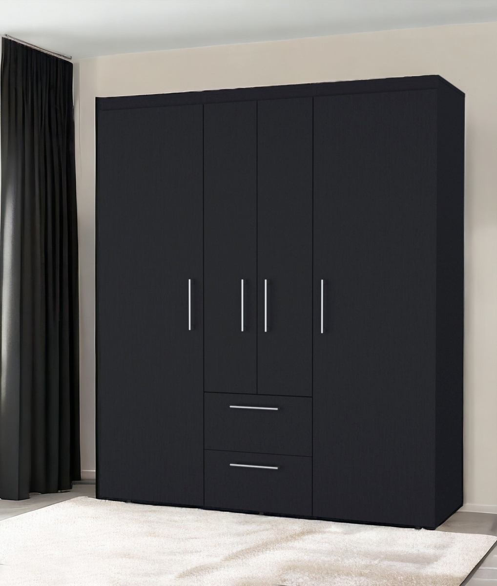552266 59 in. Black Two Drawer Combo Dresser