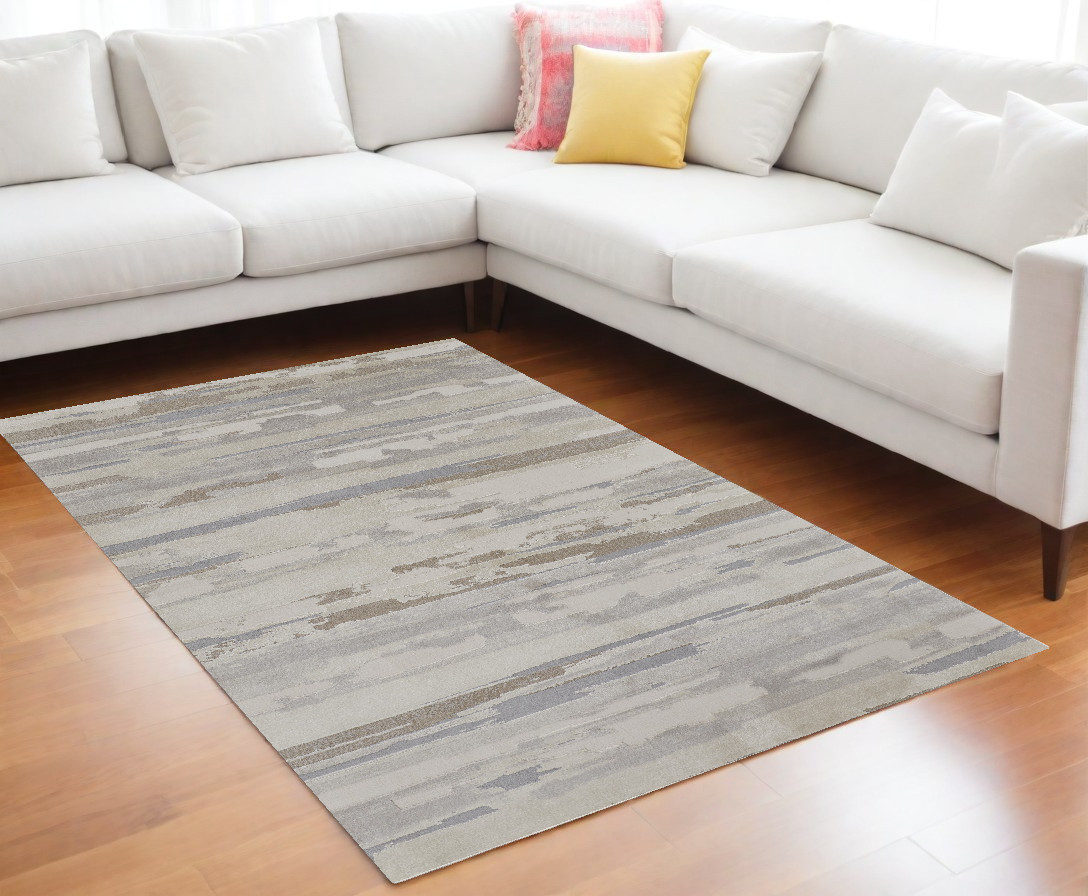 514918 7 x 10 ft. Ivory & Gray Abstract Power Loomed Distressed Rectangle Area Rug
