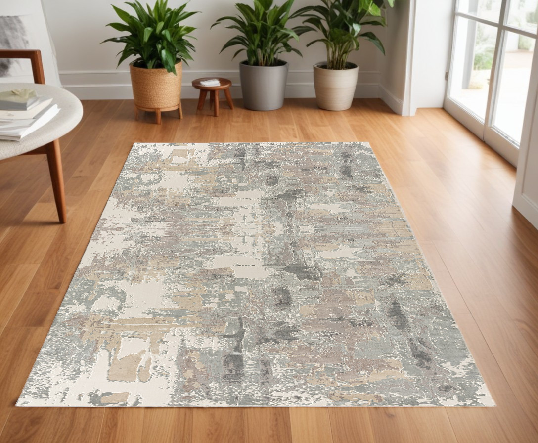 565150 4 x 6 ft. Beige & Gray Abstract Rectangle Machine Woven Area Rug