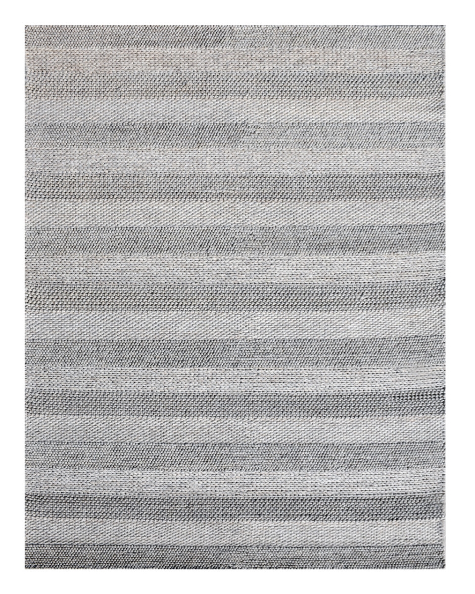 554697 8 x 10 ft. Wool Blend Striped Hand Loomed Rectangle Area Rug, Beige & Gray