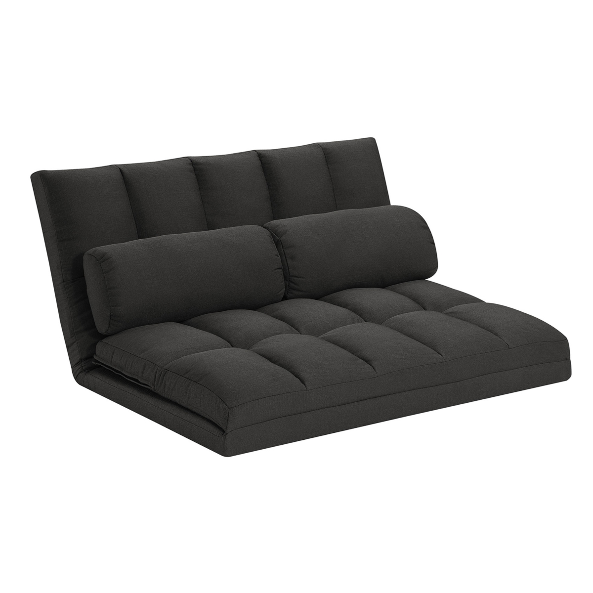 526470 45 in. Gray Futon Convertible Sleeper Loveseat & Toss Pillows