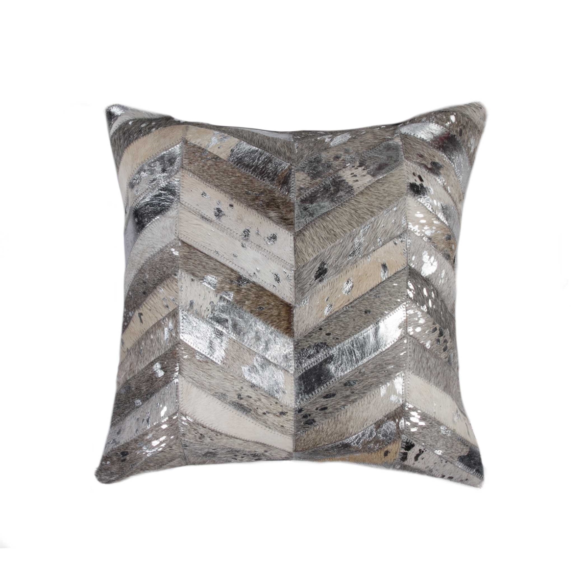 Picture of HomeRoots 317037 18 in. Cowhide Pillow - Grey & Silver