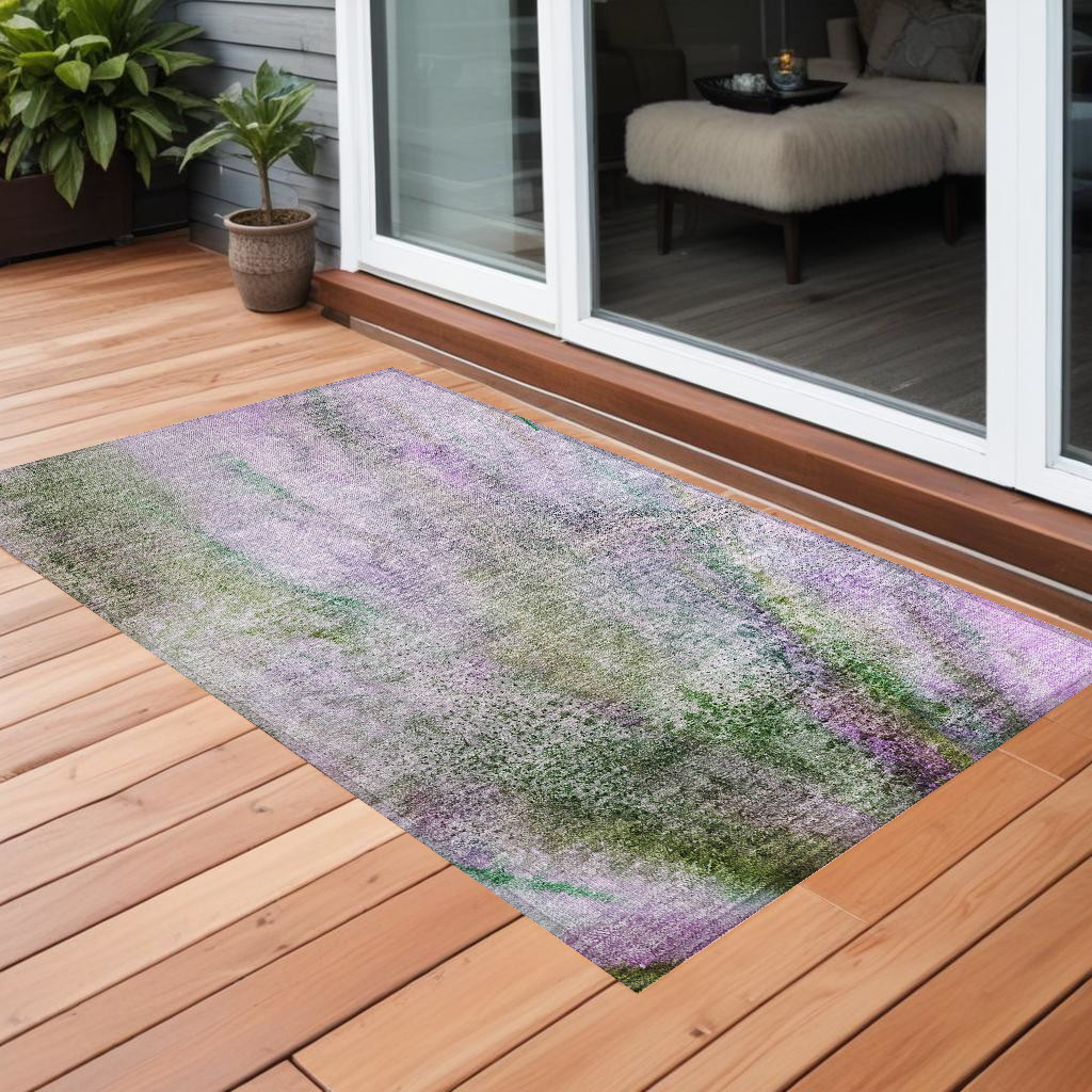 Purple Abstract Washable Area Rug - 2 x 3 ft. - Non-Skid Design