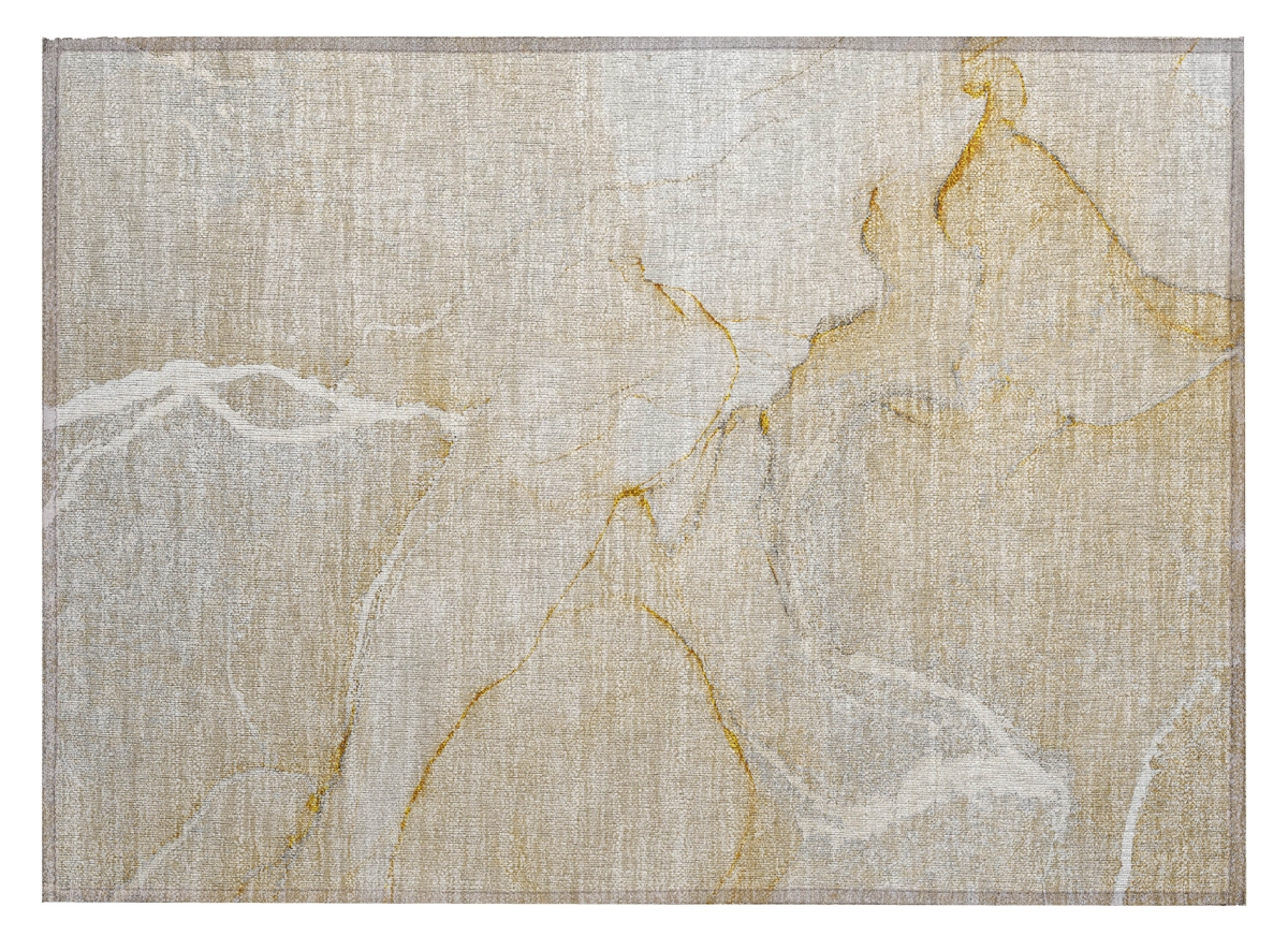 Beige Abstract Washable Area Rug - 2 x 3 ft. - Stain Resistant