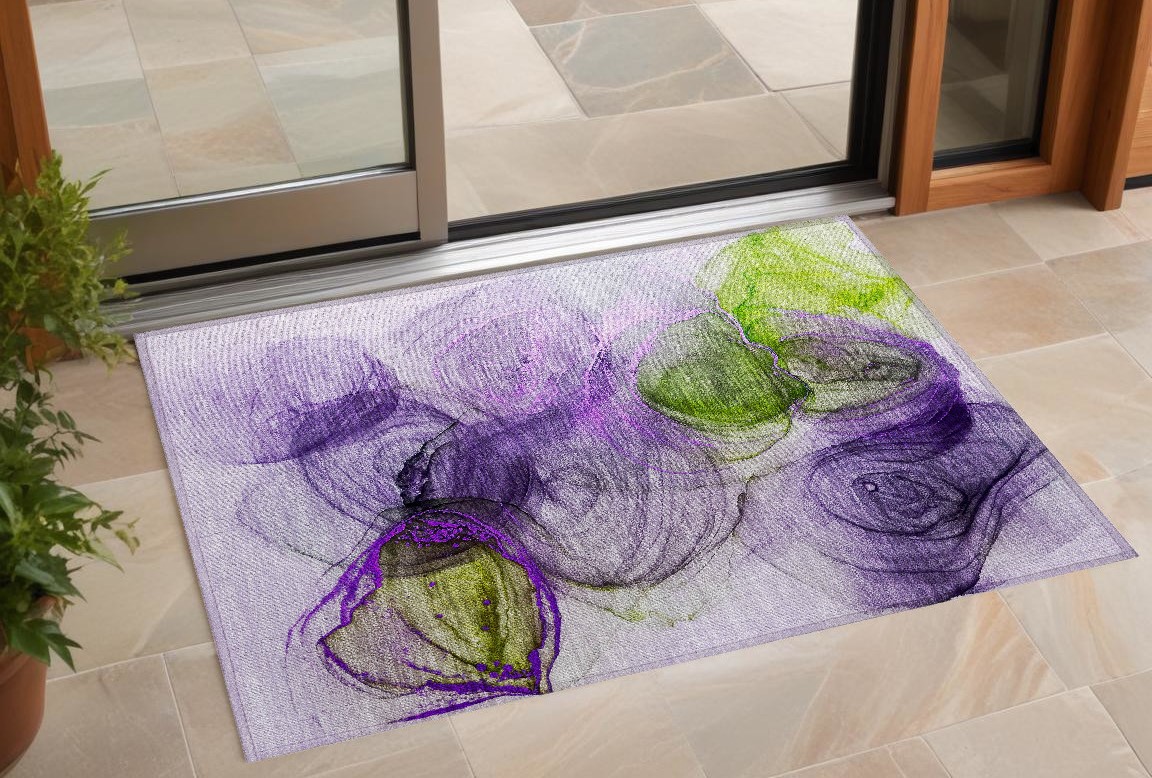 Purple Abstract Washable Area Rug - 2 x 3 ft. - Non-Skid Design
