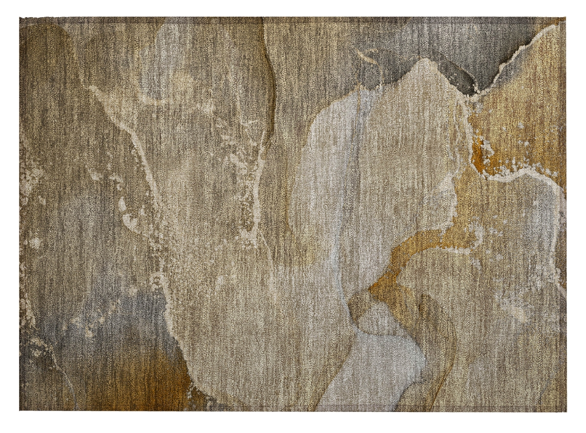 560247 2 x 3 ft. Brown Abstract Washable Non Skid Indoor Outdoor Rectangle Machine Woven Area Rug