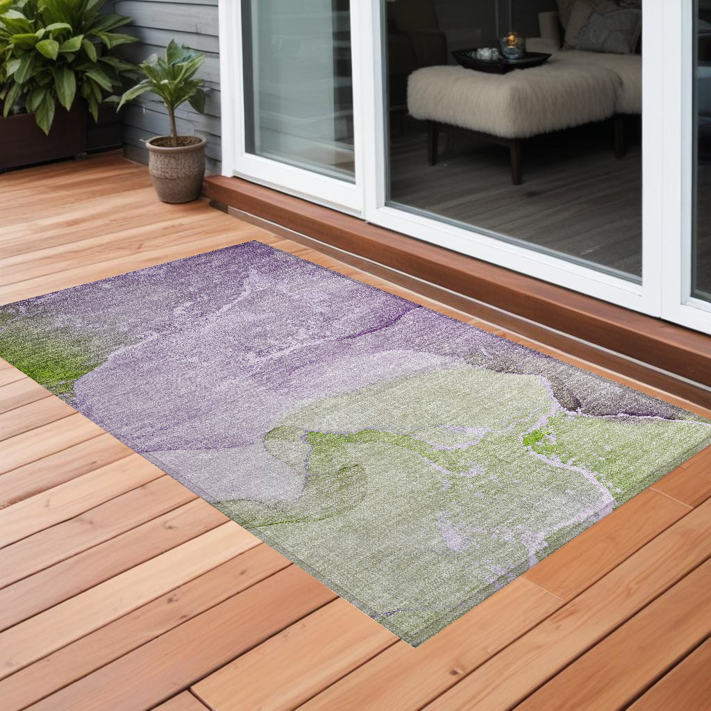 Purple Abstract Washable Area Rug - 2 x 3 ft. - Non-Skid - Stain Resistant