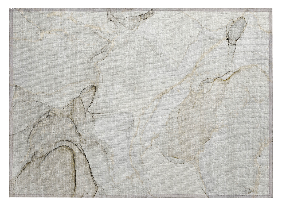 Abstract Beige & Ivory Washable Area Rug - 2' x 3' - Non-Skid & Stain Resistant