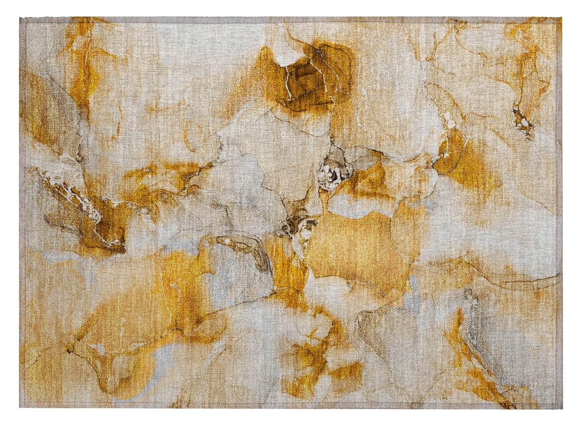 Abstract Washable Area Rug - Orange & Ivory - 2' x 3' - Stain Resistant