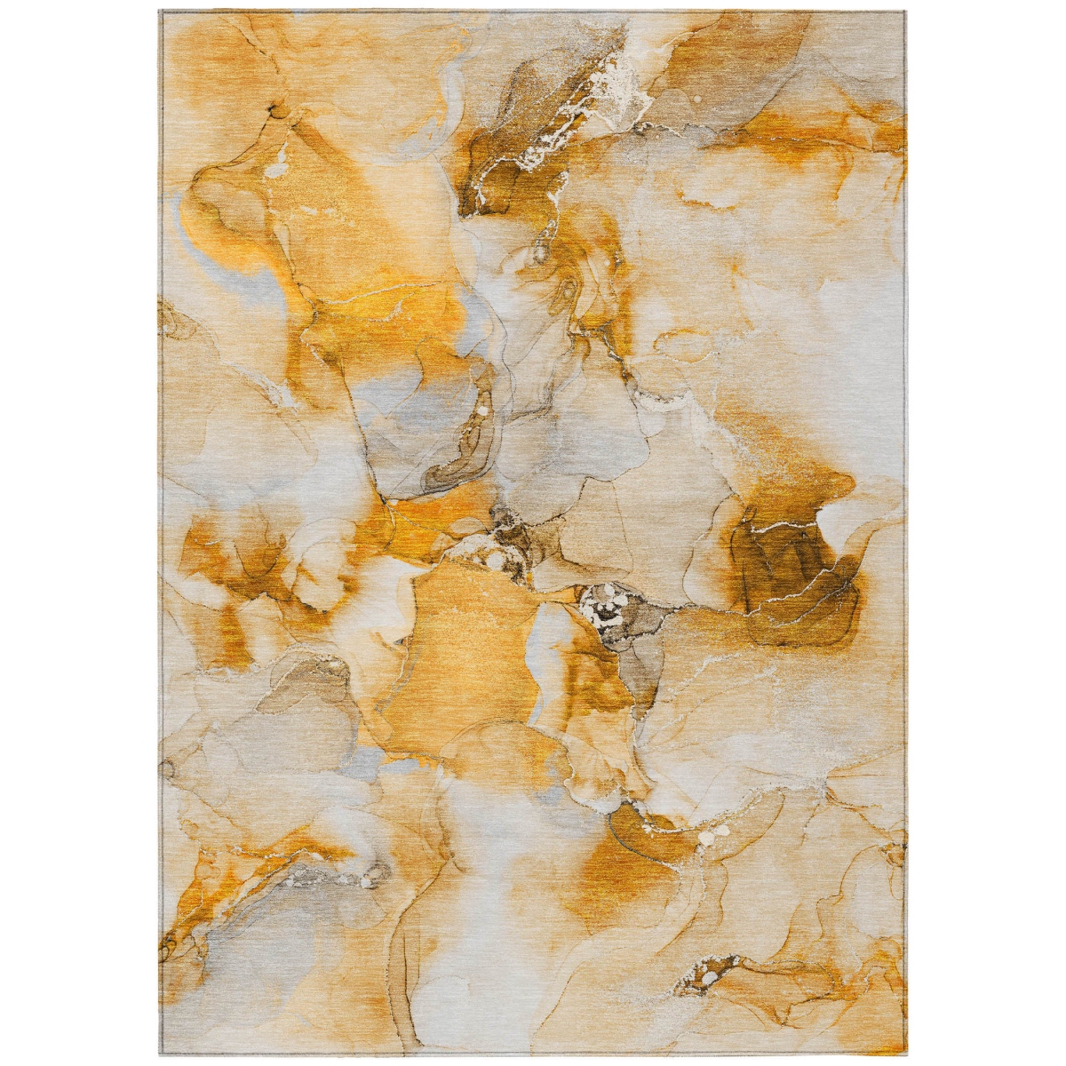 Abstract Orange & Ivory Area Rug - 3 x 5 ft - Machine Washable - Non-Skid