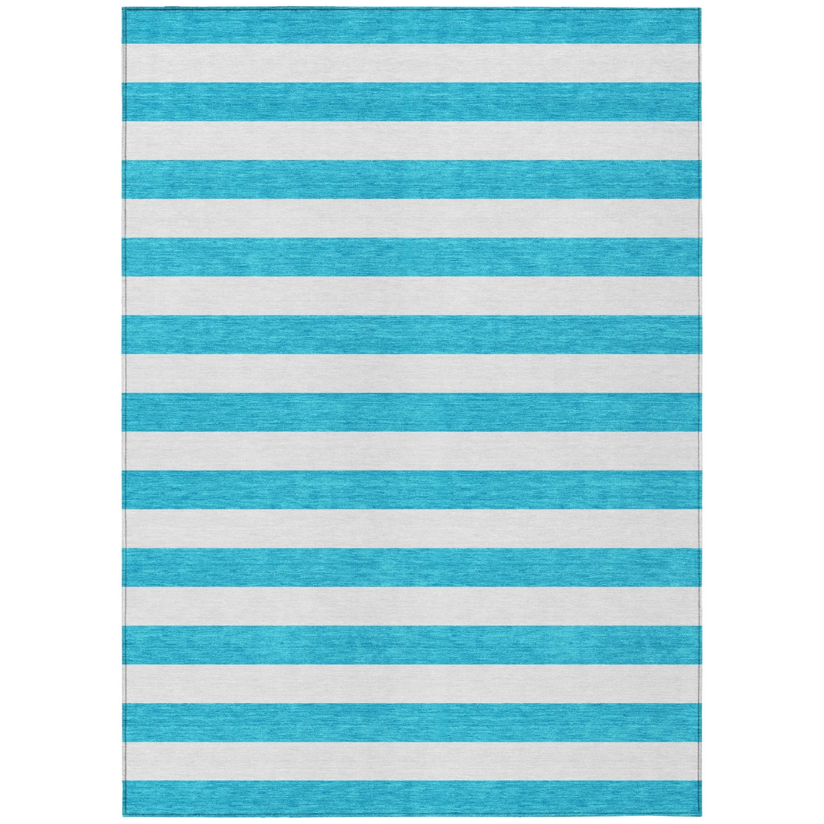 560963 3 x 5 ft. Teal Striped Washable Non Skid Indoor Outdoor Rectangle Machine Woven Area Rug