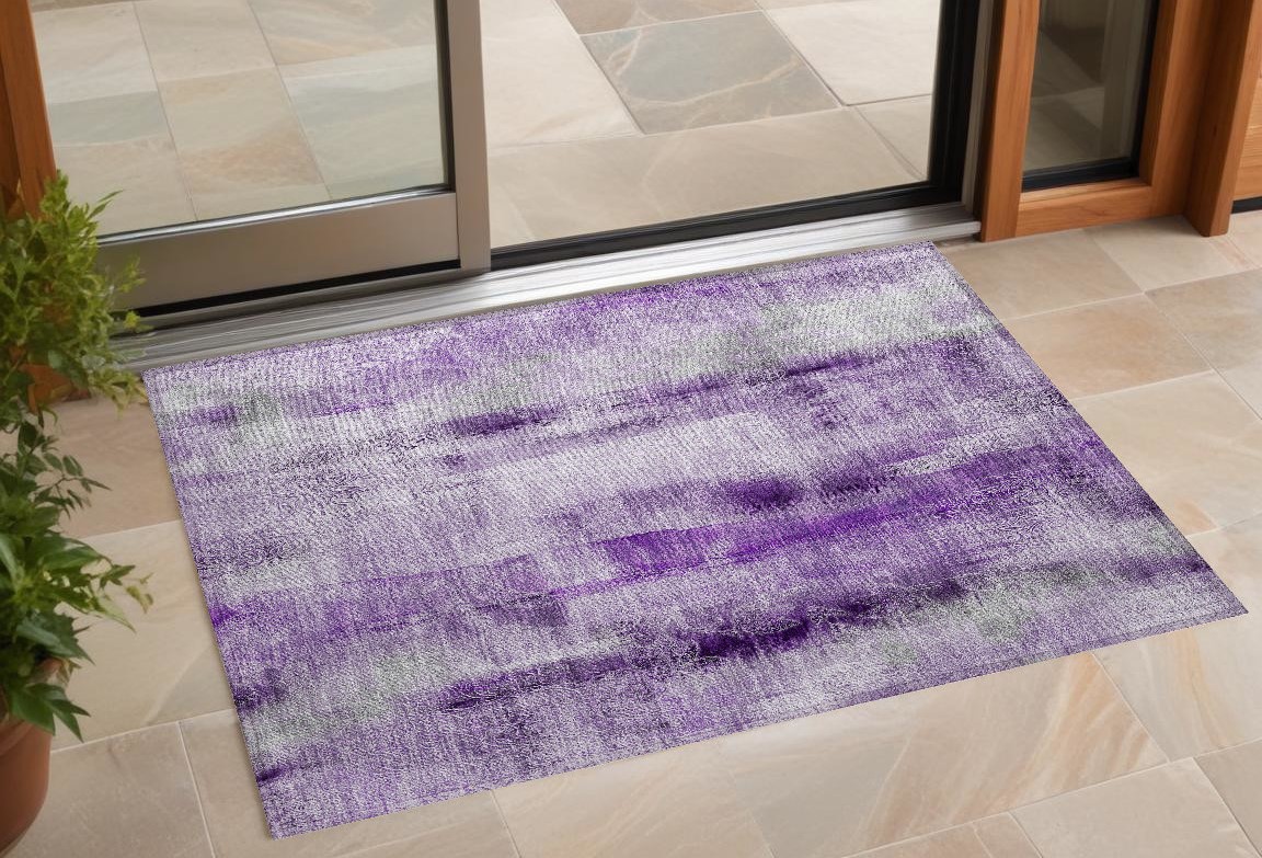 561663 3 x 5 ft. Purple Washable Non Skid Indoor Outdoor Rectangle Machine Woven Area Rug