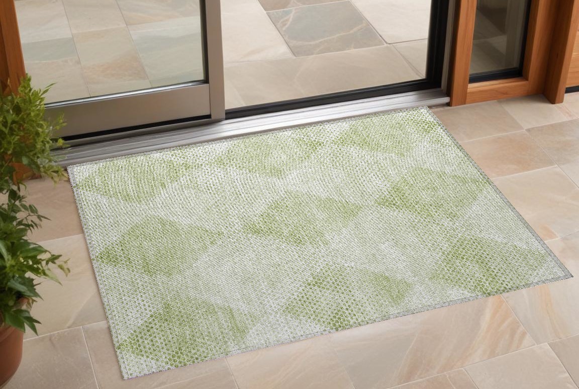Mint Green Geometric Area Rug - 3 x 5 ft. - Washable & Non-Skid