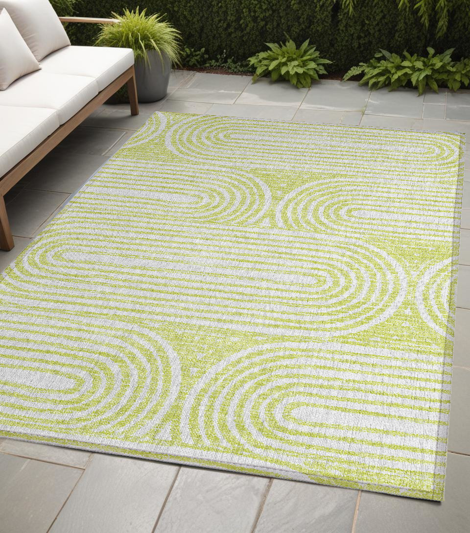 Green & White Abstract Washable Area Rug - 5 x 8 ft. - Stain Resistant
