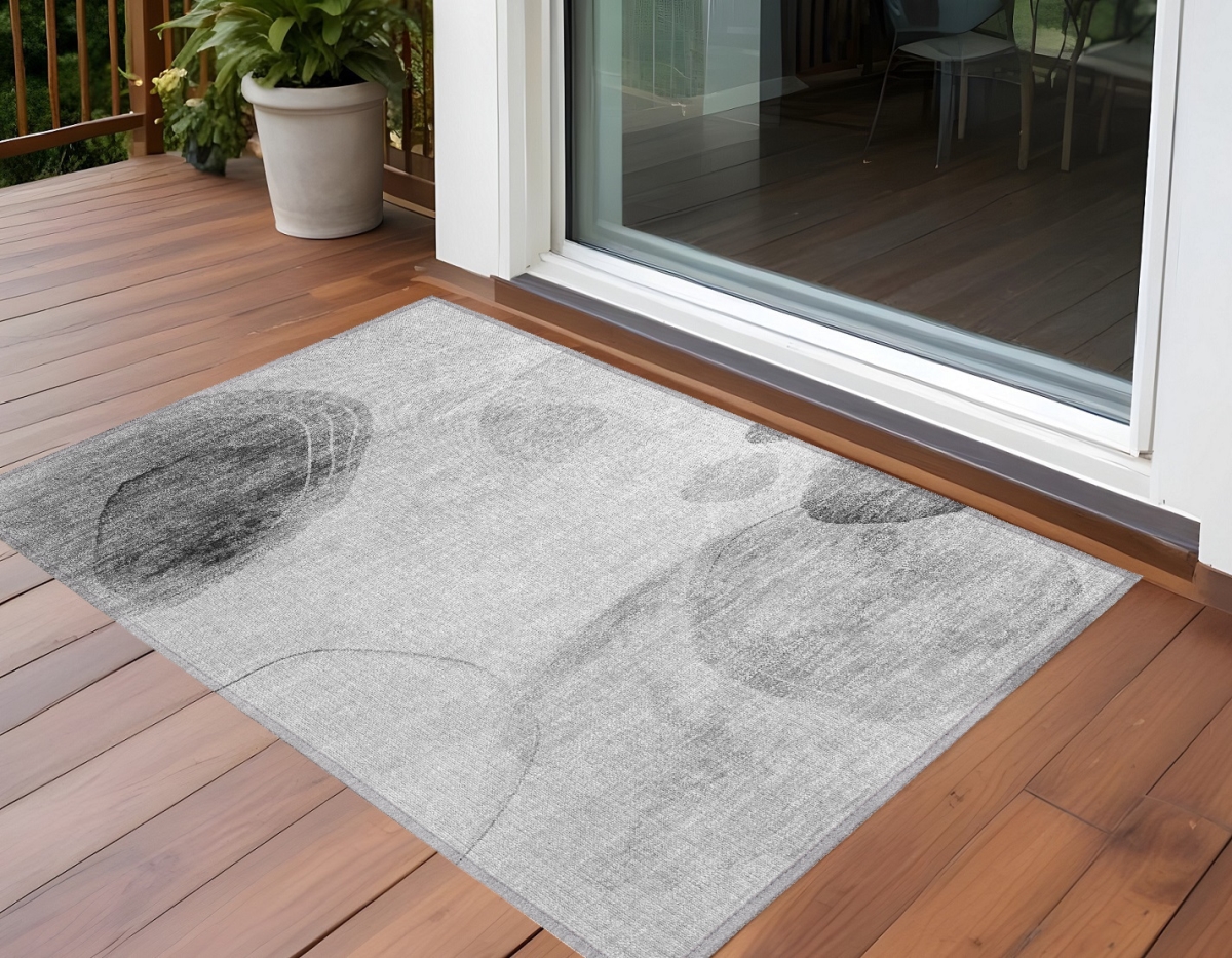 Abstract Gray & Light Gray Area Rug - 3 x 5 ft - Washable & Non-Skid