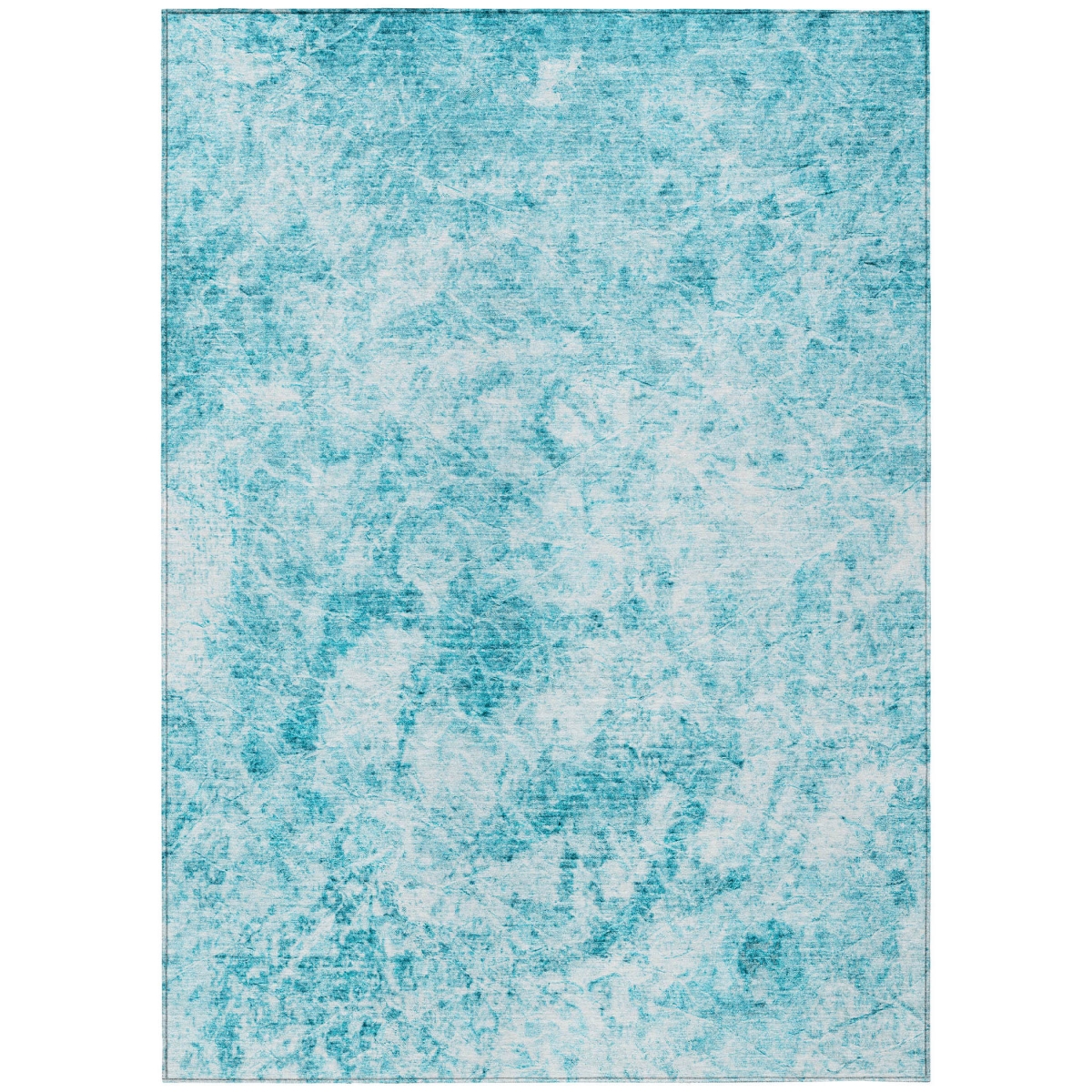 562671 3 x 5 ft. Teal Abstract Washable Non Skid Indoor Outdoor Rectangle Machine Woven Area Rug