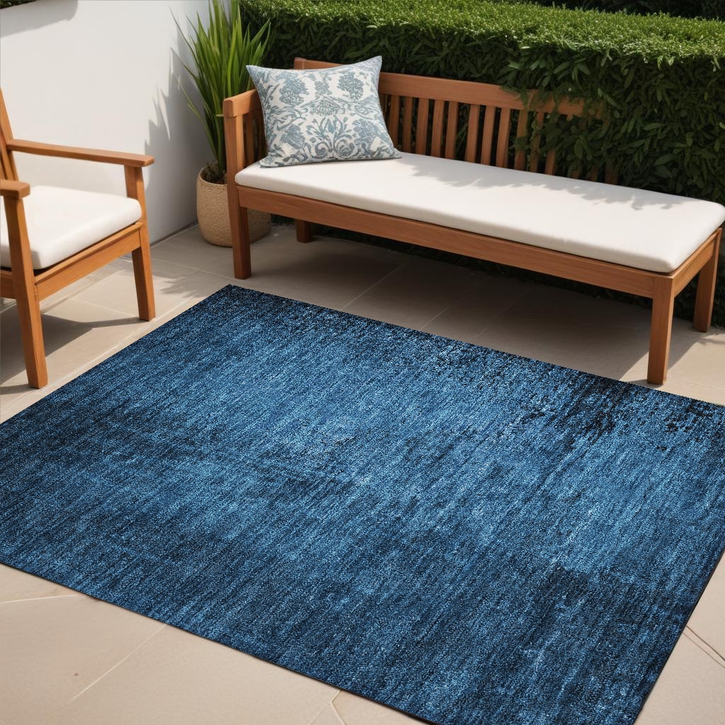 Navy Blue Abstract Washable Area Rug - 5 x 8 ft - Stain Resistant - Non-Skid
