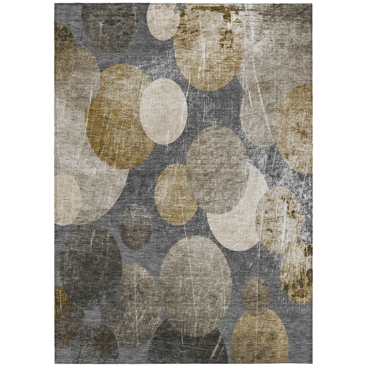 Abstract Washable Area Rug - Brown Beige & Ivory - 3 x 5 ft - Stain Resistant