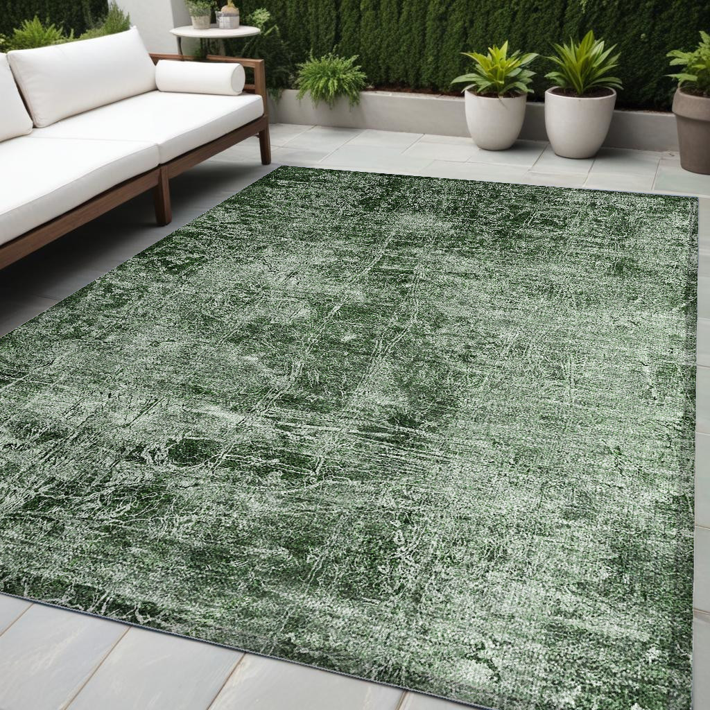Emerald Abstract Washable Area Rug - 5 x 8 ft. - Stain Resistant & Non-Skid