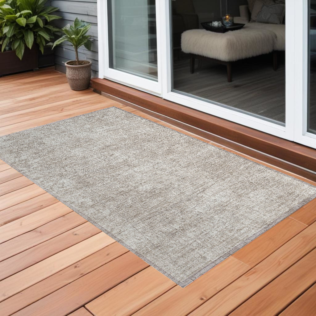 Ivory Abstract Washable Area Rug - 3 x 5 ft - Non-Skid - Stain Resistant