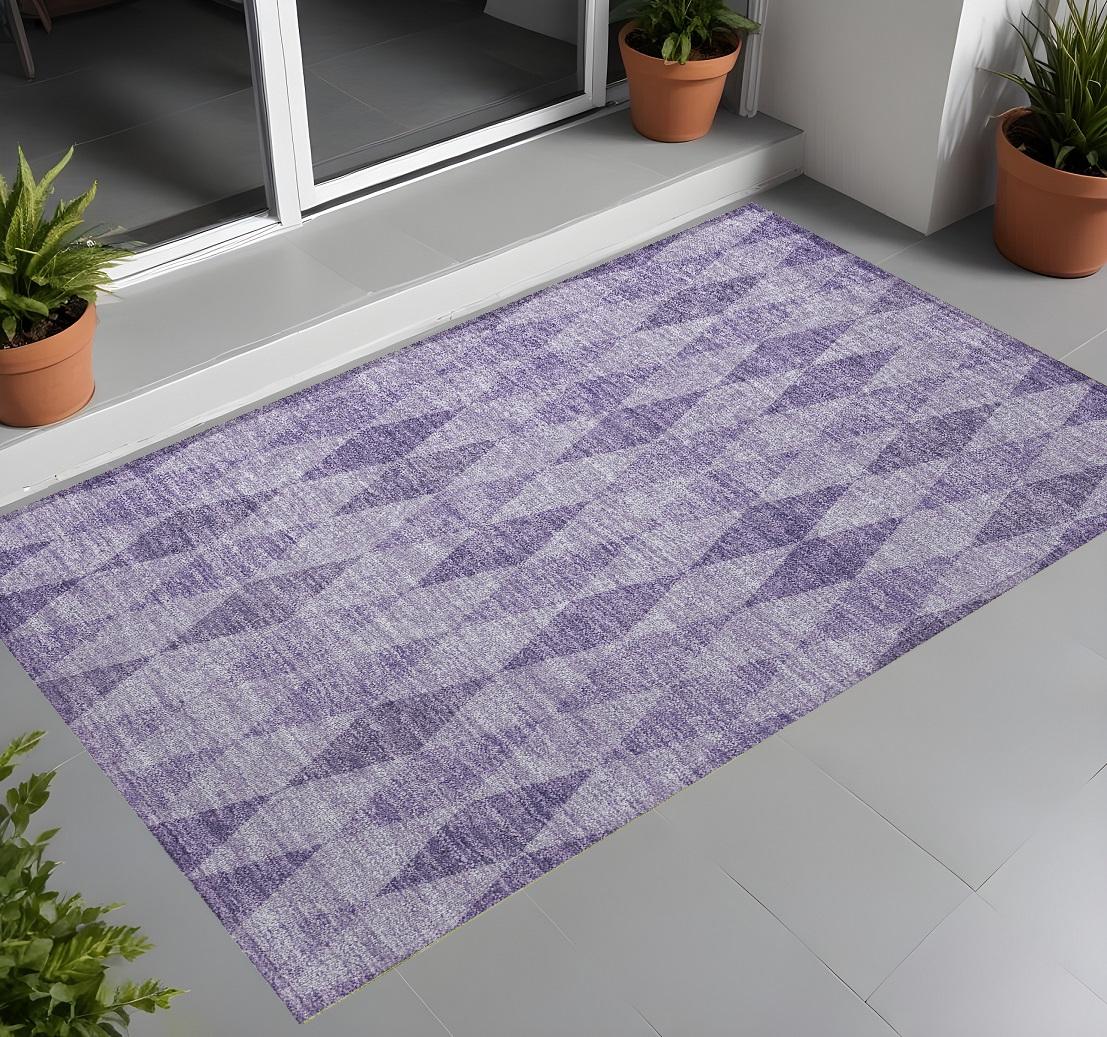 Purple Geometric Area Rug - 3 x 5 ft. - Washable & Stain Resistant