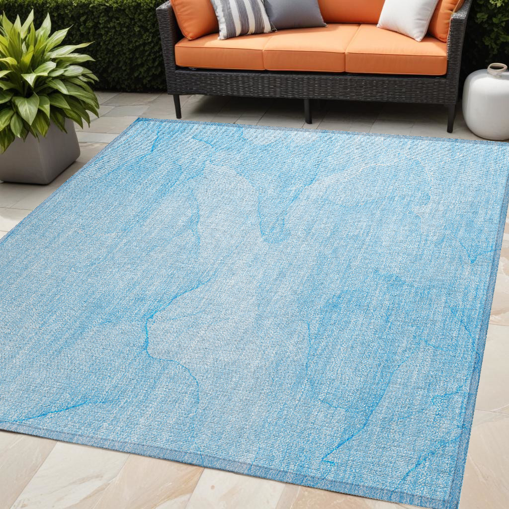 Blue Abstract Washable Non-Skid Area Rug - 5 x 8 ft - Stain Resistant
