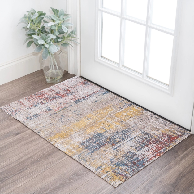 548472 3 x 5 ft. White Abstract Non Skid Rectangle Machine Woven Area Rug