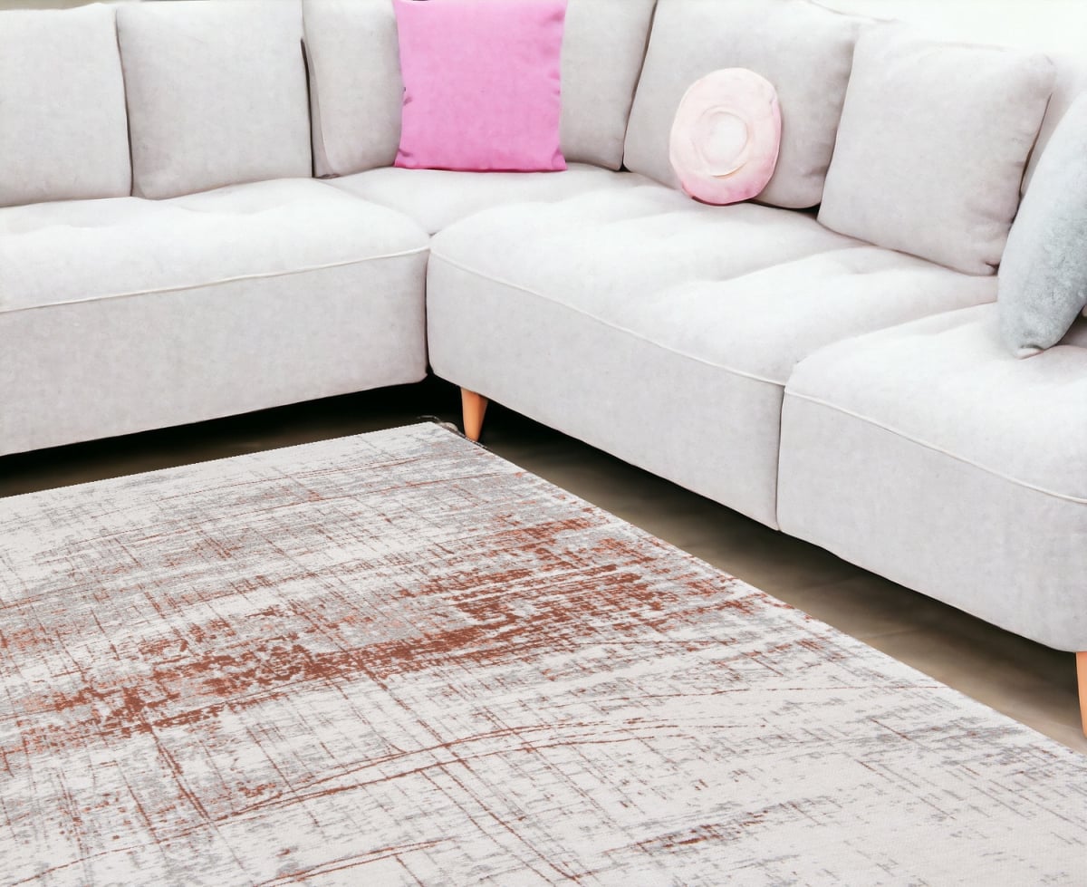 548574 6 x 8 ft. Gray & Yellow Abstract Non Skid Rectangle Machine Woven Area Rug